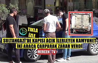 Sultangazi'de Kapısı Açık İlerleyen Kamyonet 2 Araca Zarar Verdi.