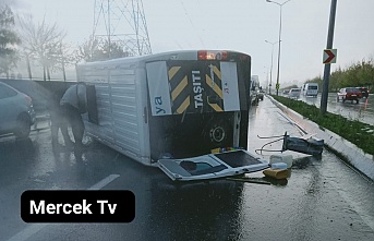 Sultangazi'de Servis Aracı Takla Atıp Karşı Şeride Geçti !.