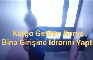 Kargo Getiren Kurye Bina Girişine İdrarını Yaptı