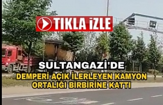 Sultangazi'de Damperi Açık İlerleyen Kamyon...